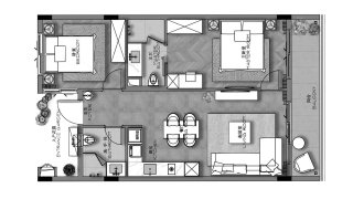 Планировка квартиры 2 спальни в ЖК Ayana Heights Seaview Residence № 11009