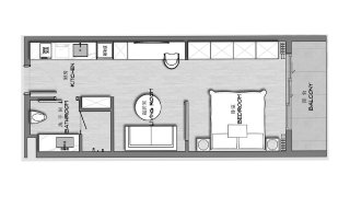 Планировка квартиры 1 спальня в ЖК Ayana Heights Seaview Residence № 11006
