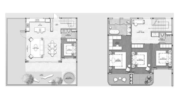 Townhouse floor plan, 4 bedrooms in Ayana Heights Seaview Residence No. 11014 (2D)